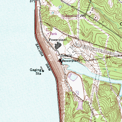 Topographic Map of Saluda Hydroelectric Plant, SC