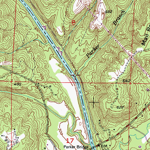 Topographic Map of Parker Branch, AL