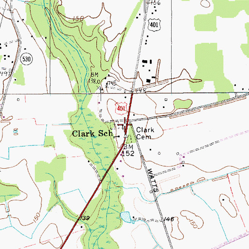 Topographic Map of Clark Church, SC
