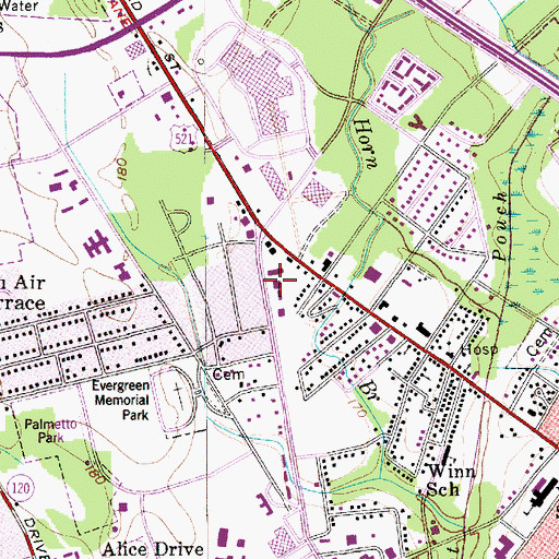 Topographic Map of Colonial Square Shopping Center, SC