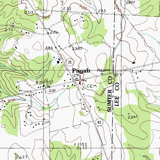 Topographic Map of Pisgah Church, SC