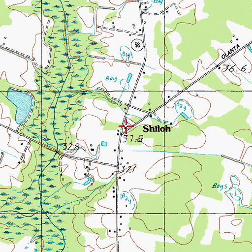 Topographic Map of Shiloh Church, SC