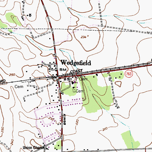 Topographic Map of Wedgefield Baptist Church, SC