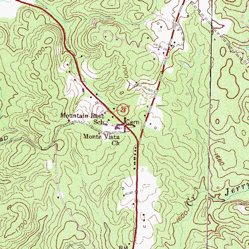 Topographic Map of Monte Vista Cemetery, SC