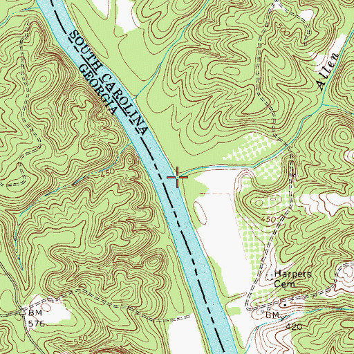 Topographic Map of Allen Creek, SC