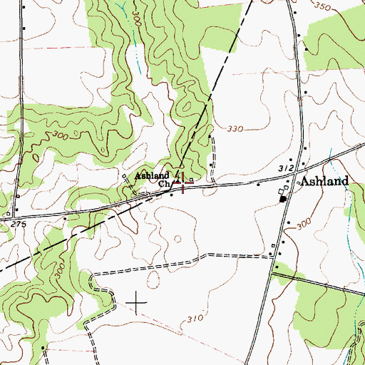 Topographic Map of Ashland Church, SC