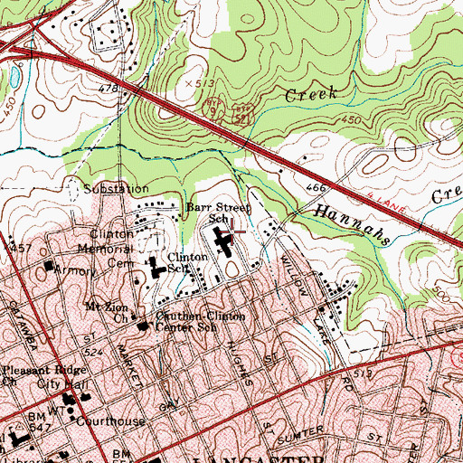 Topographic Map of Barr Street School, SC