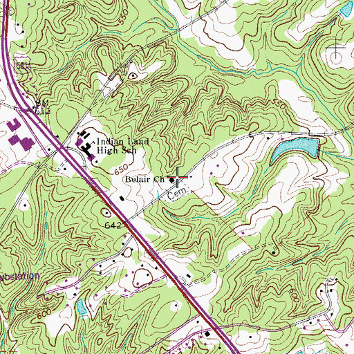 Topographic Map of Belair Church, SC