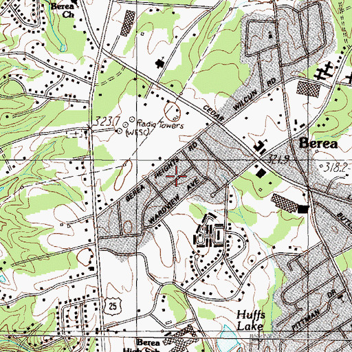 Topographic Map of Berea Heights, SC