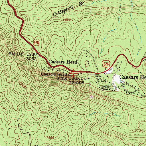 Topographic Map of Caesars Head Mountain, SC