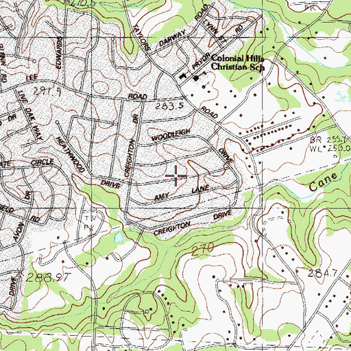 Topographic Map of Colonial Hills, SC