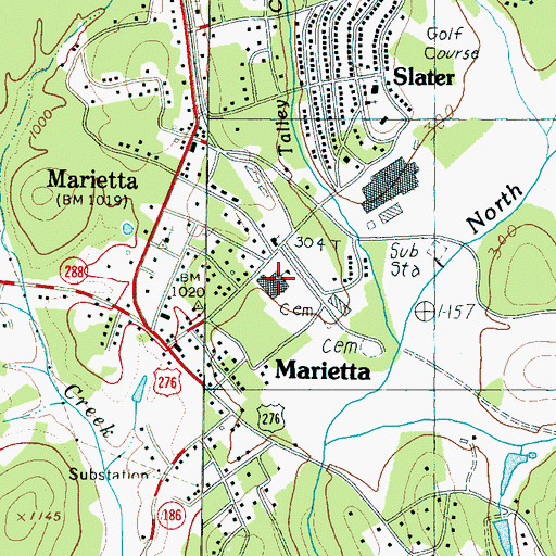 Topographic Map of Slater-Marietta Elementary School, SC