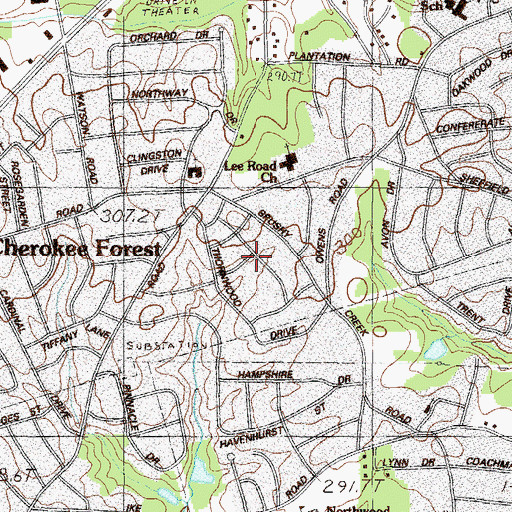 Topographic Map of Thornwood, SC
