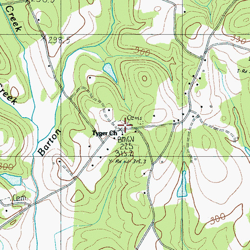 Topographic Map of Tyger Cemetery, SC