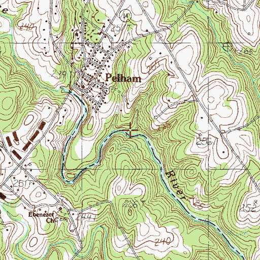 Topographic Map of Pelham Falls, SC