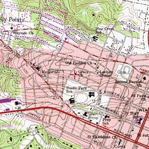 Topographic Map of Grace Presbyterian Church, SC