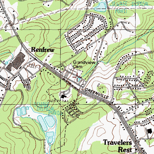 Topographic Map of Grandview Cemetery, SC