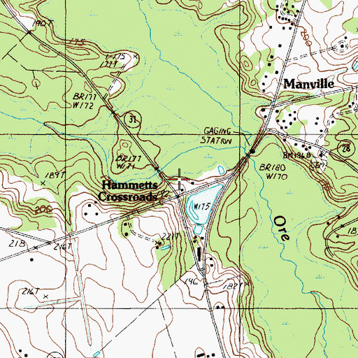Topographic Map of Hammetts Crossroads, SC