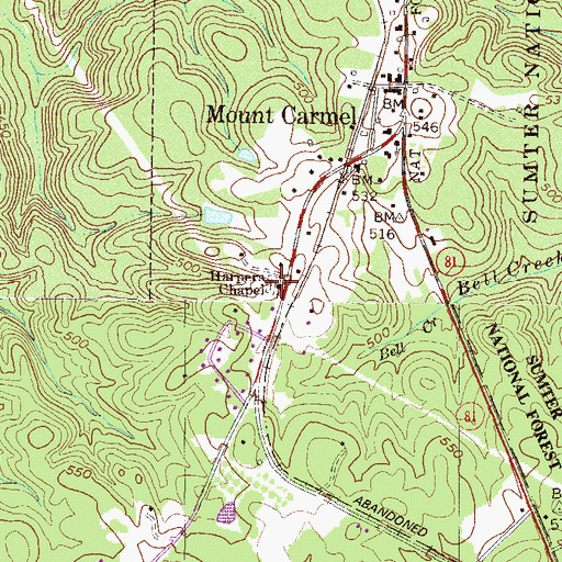 Topographic Map of Harpers Chapel, SC