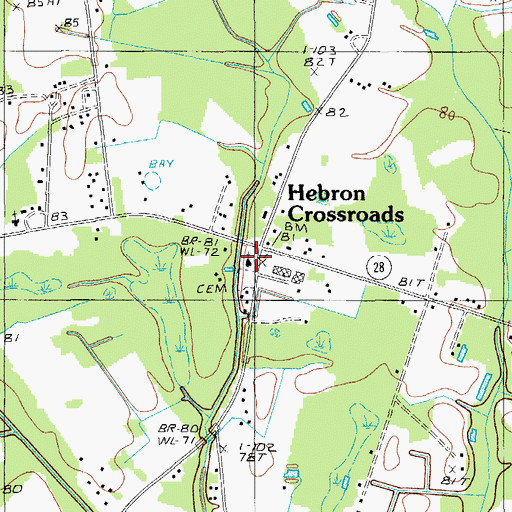 Topographic Map of Hebron Crossroads, SC