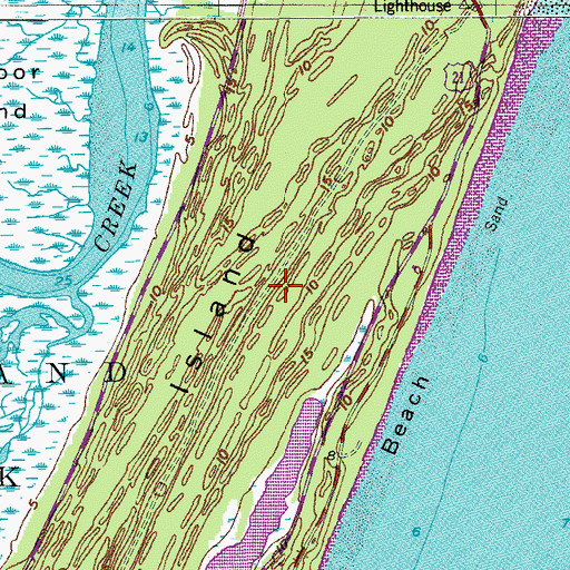 Topographic Map of Hunting Island, SC