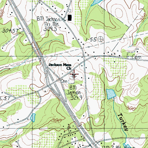 Topographic Map of Jackson Memorial Church, SC