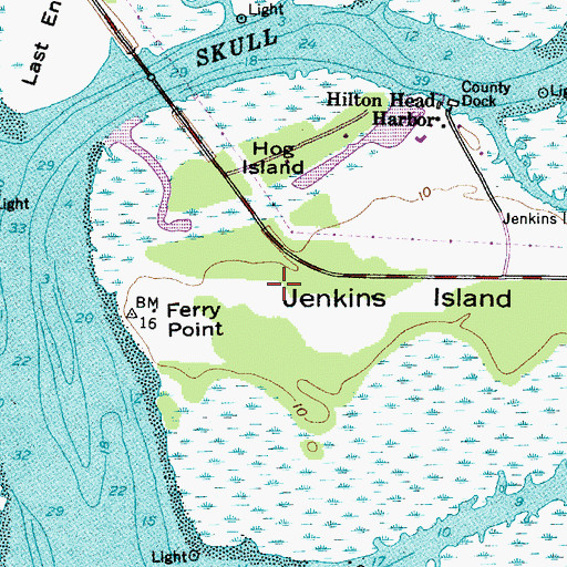 Topographic Map of Jenkins Island, SC