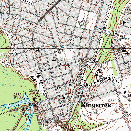 Topographic Map of Kingstree, SC