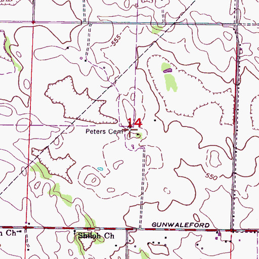 Topographic Map of Peters Cemetery, AL
