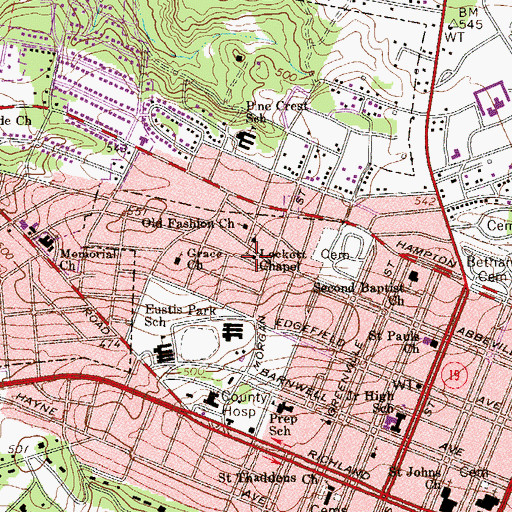Topographic Map of Lockett Chapel, SC