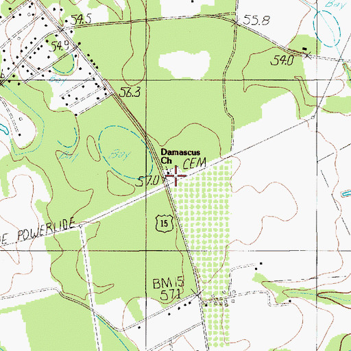 Topographic Map of Damascus Church, SC