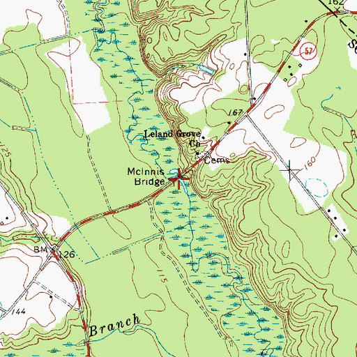 Topographic Map of McInnis Bridge, SC