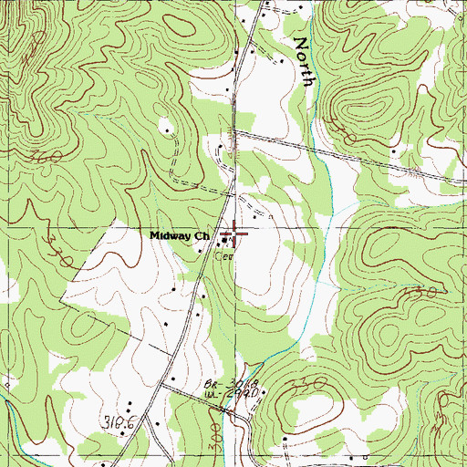 Topographic Map of Midway Baptist Church, SC