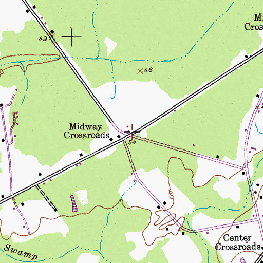 Topographic Map of Midway Crossroads, SC