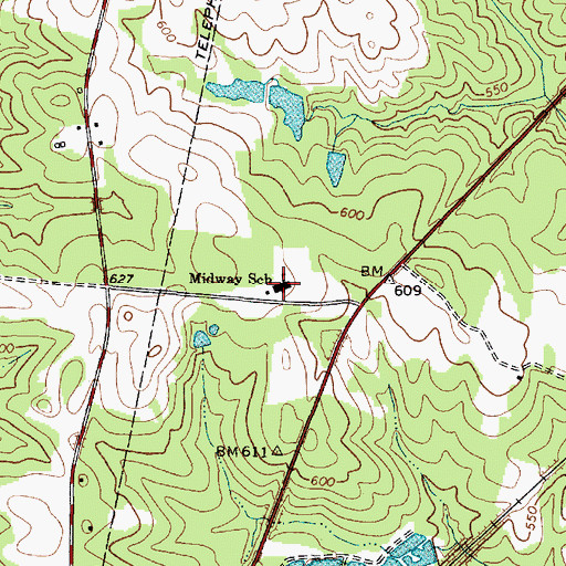 Topographic Map of Midway School, SC