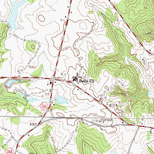 Topographic Map of Bells Church, SC