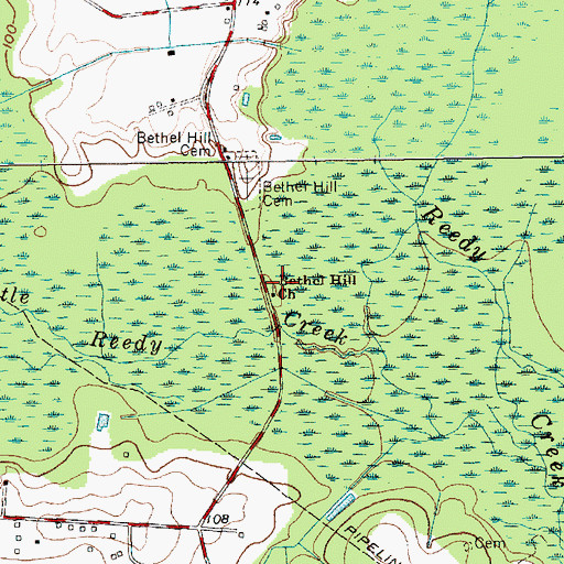 Topographic Map of Bethel Hill Church, SC