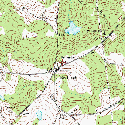 Topographic Map of Bethesda Church, SC