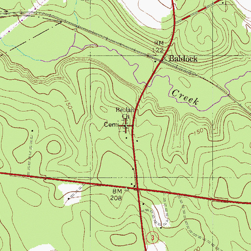 Topographic Map of Beulah Church, SC