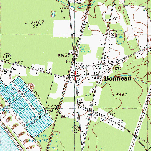 Topographic Map of Bonneau, SC