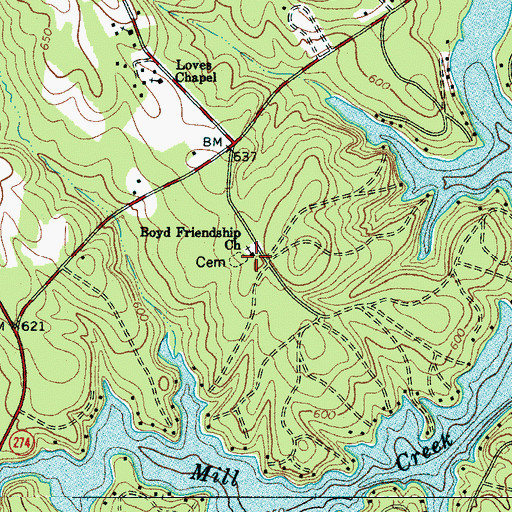 Topographic Map of Boyd Friendship Church, SC