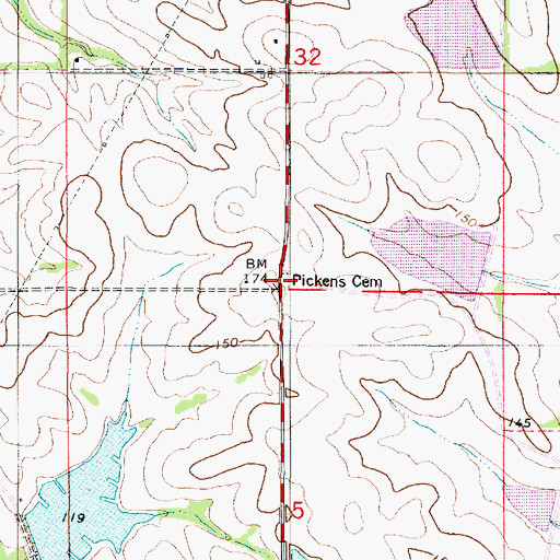 Topographic Map of Pickens Cemetery, AL