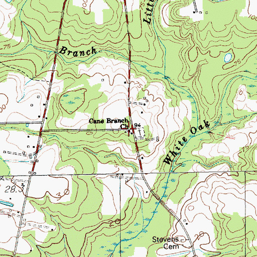 Topographic Map of Cane Branch Church, SC