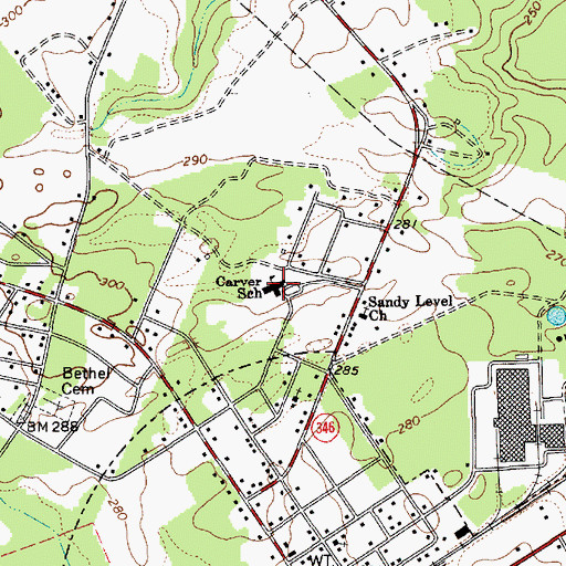 Topographic Map of Carver School, SC