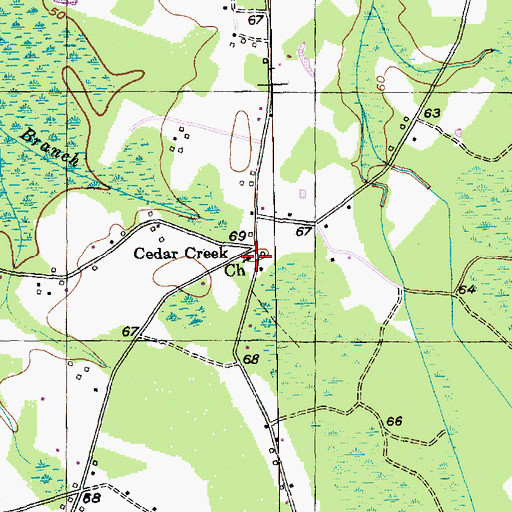 Topographic Map of Cedar Creek Church, SC