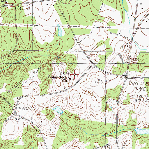 Topographic Map of Cedar Rock Baptist Church, SC