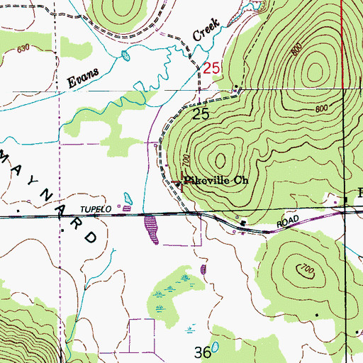 Topographic Map of Pikeville Church, AL