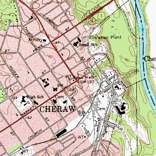 Topographic Map of Cheraw, SC