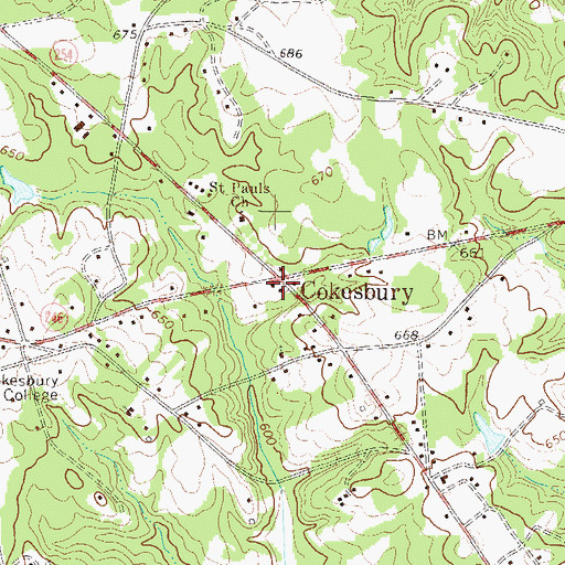 Topographic Map of Cokesbury, SC
