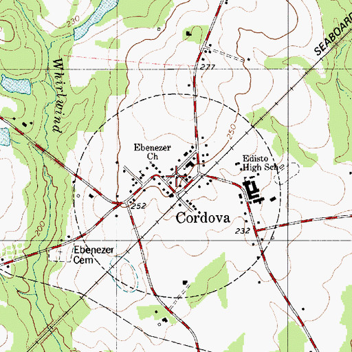 Topographic Map of Cordova, SC